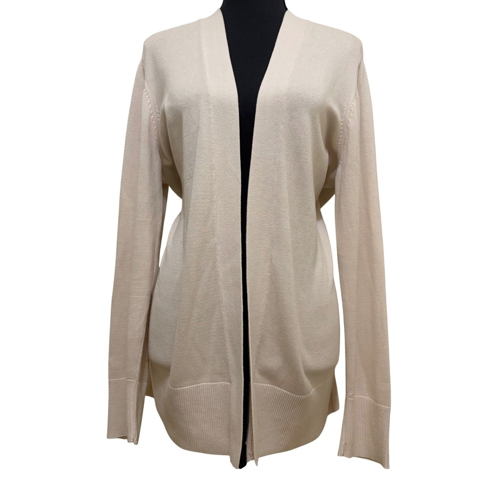 Croft & Barrow Open Front Cardigan XL Long Sleeve Cream Beige Neutral Minimalist